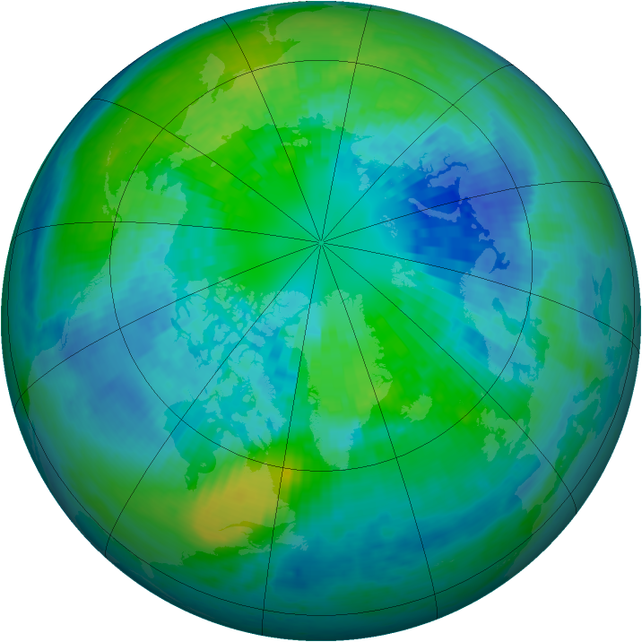 Arctic ozone map for 06 October 2003
